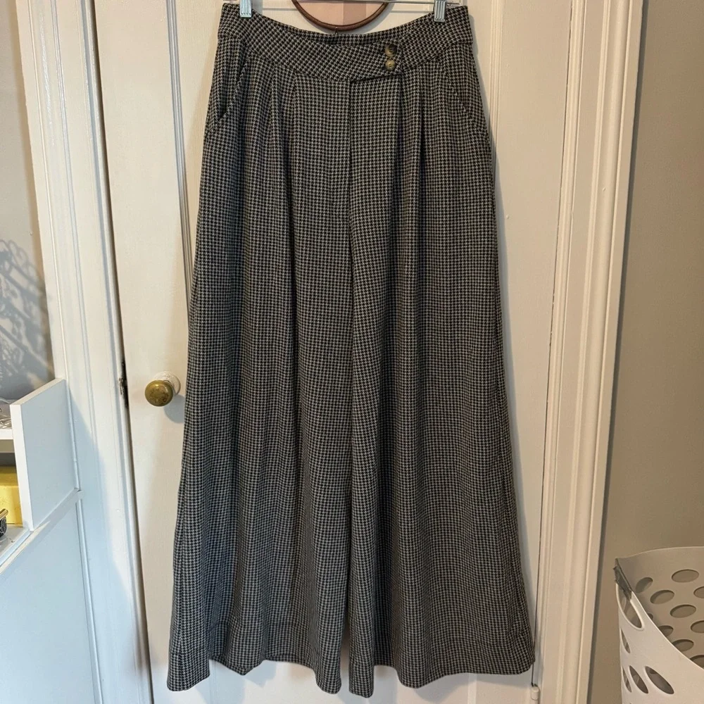 Free People Houndstooth Pants with Button Detail - Picture 3 of 9